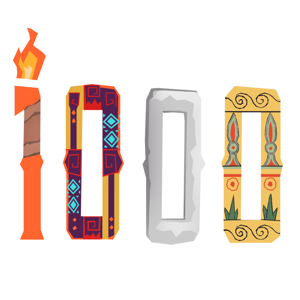An illustration of the number 1000 in different styles, mimicking the variety in art prompts.